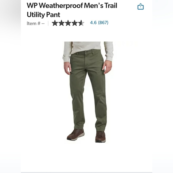 Mens Weatherproof Trail Utility Pants size 42W x 32L - Picture 1 of 3